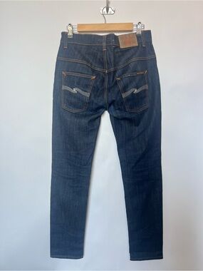 Nudie Jeans Thin Finn 30x30 Organic Dry Denim Jeans Made in Italy Dark Wash